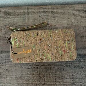 Hello 3aM Cork Wristlet Wallet Paint Splatter Multi-Color Vegan Eco-Friendly